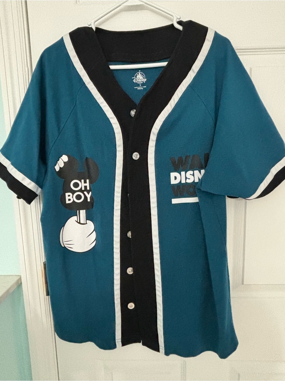 Disney Men's Teal Baseball Jersey
